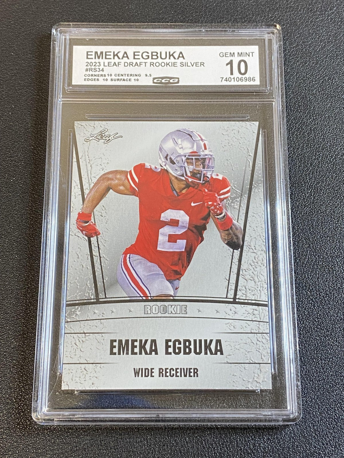 Emeka Egbuka 2023 Leaf Draft Rookie Silver CCG 10 Buccaneers