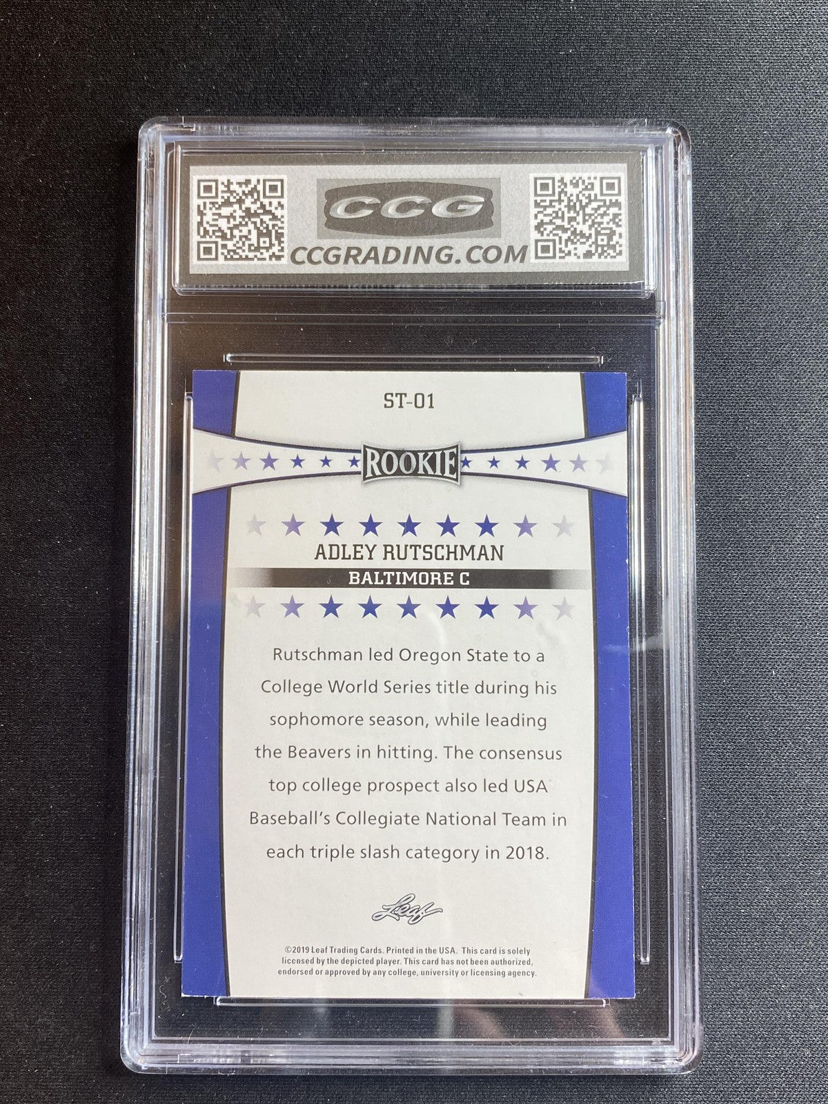 Adley Rutschman 2019 Leaf Rookies & Stars ST1 CCG 10 RC