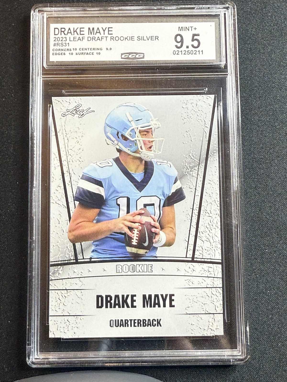 Drake Maye 2023 Leaf Draft Rookie CCG 9.5 RC