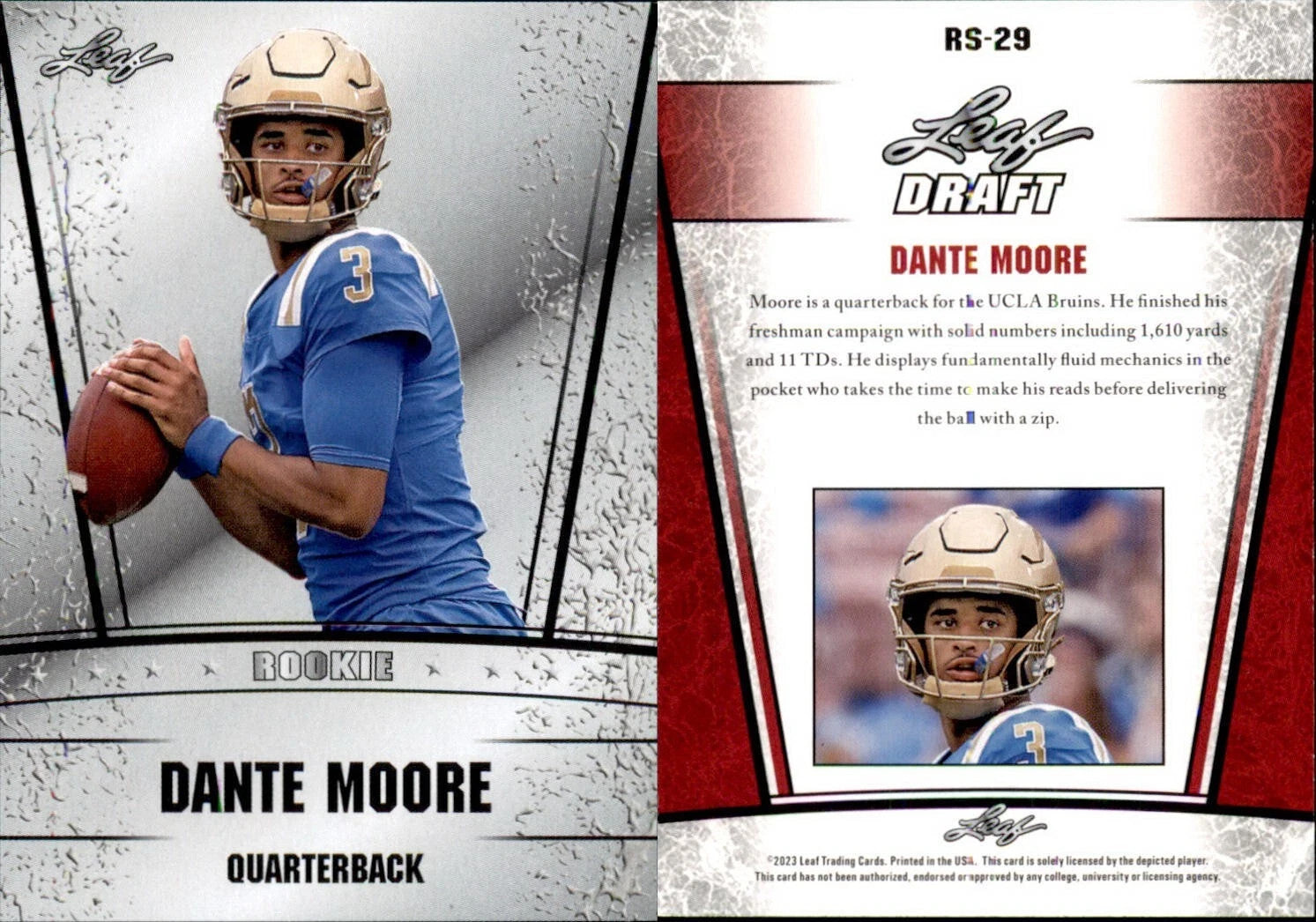 Dante Moore 10 count 2023 Leaf Draft Silver RC Rookie #RS29 UCLA OREGON DUCKS RC