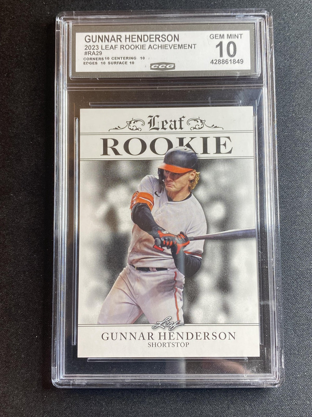 Gunnar Henderson 2023 Leaf Rookie Achievement RA29 CCG 10 RC