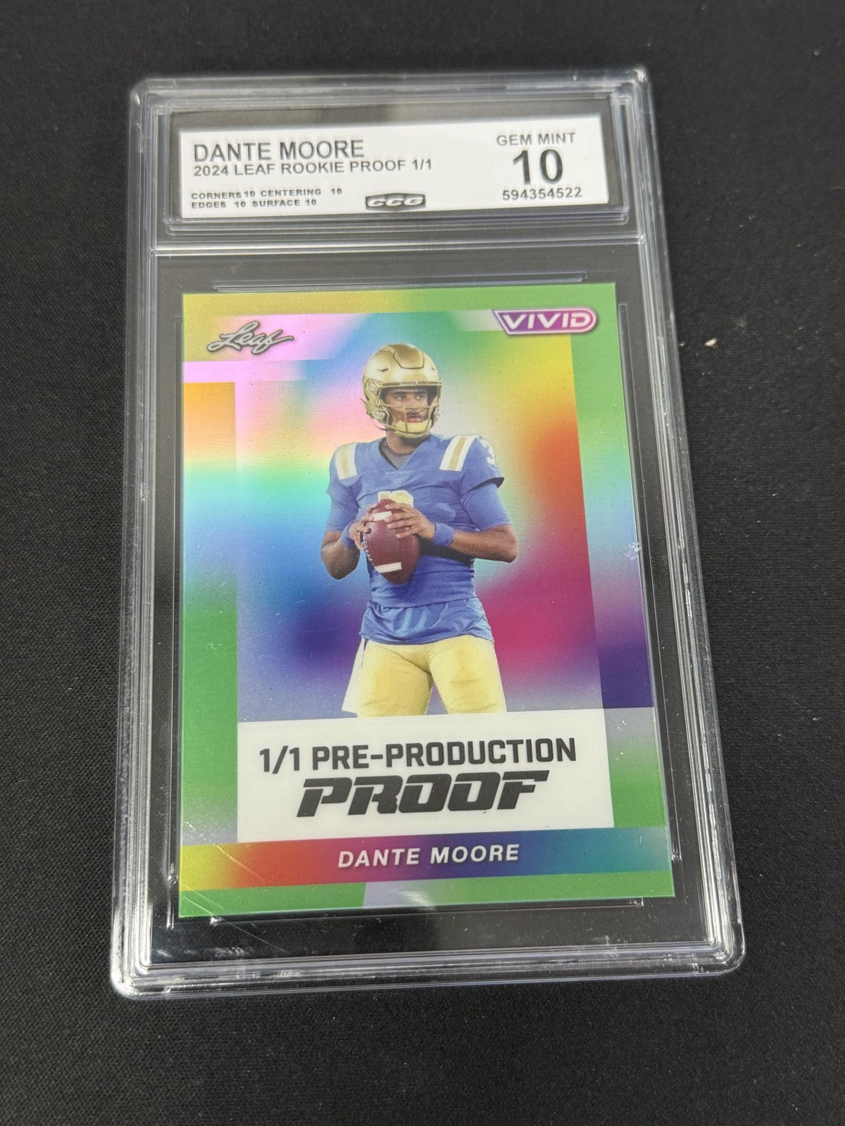 Dante Moore 2024 LEAF ROOKIE PROOFS 1/1 CCG 10 Oregon Ducks Rookie