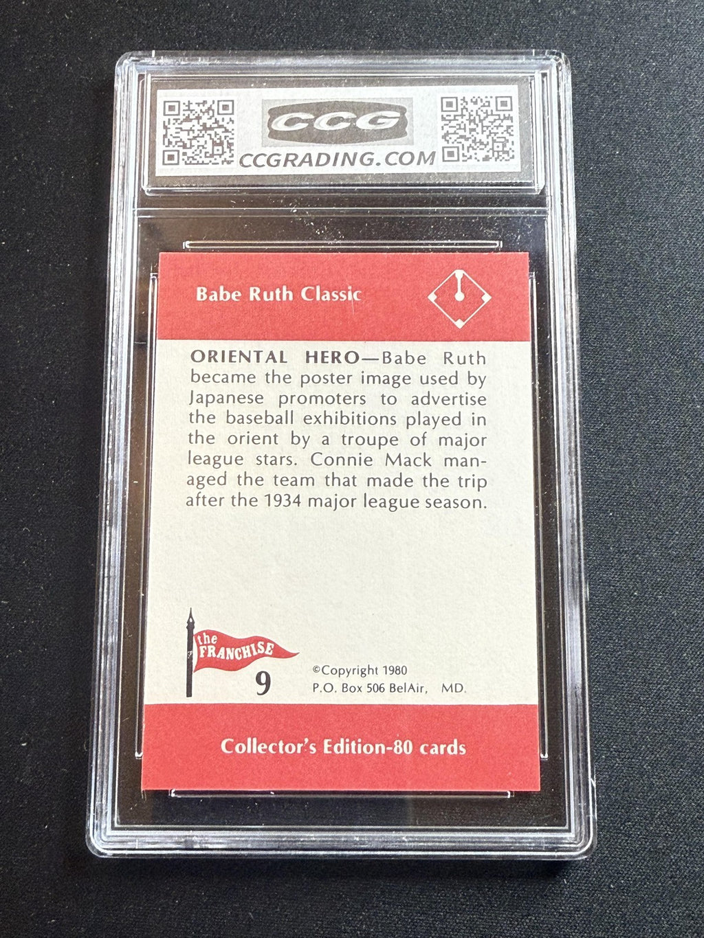 Babe Ruth 1980 Franchise Oriental Head CCG 10 RC