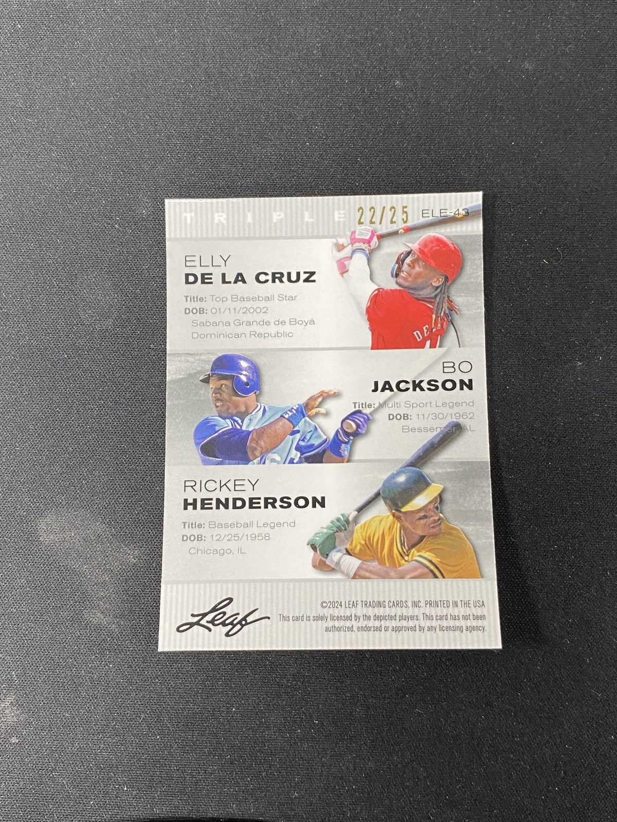 De La Cruz Jackson Henderson 2024 Leaf Metal Trio Silver /25 RC