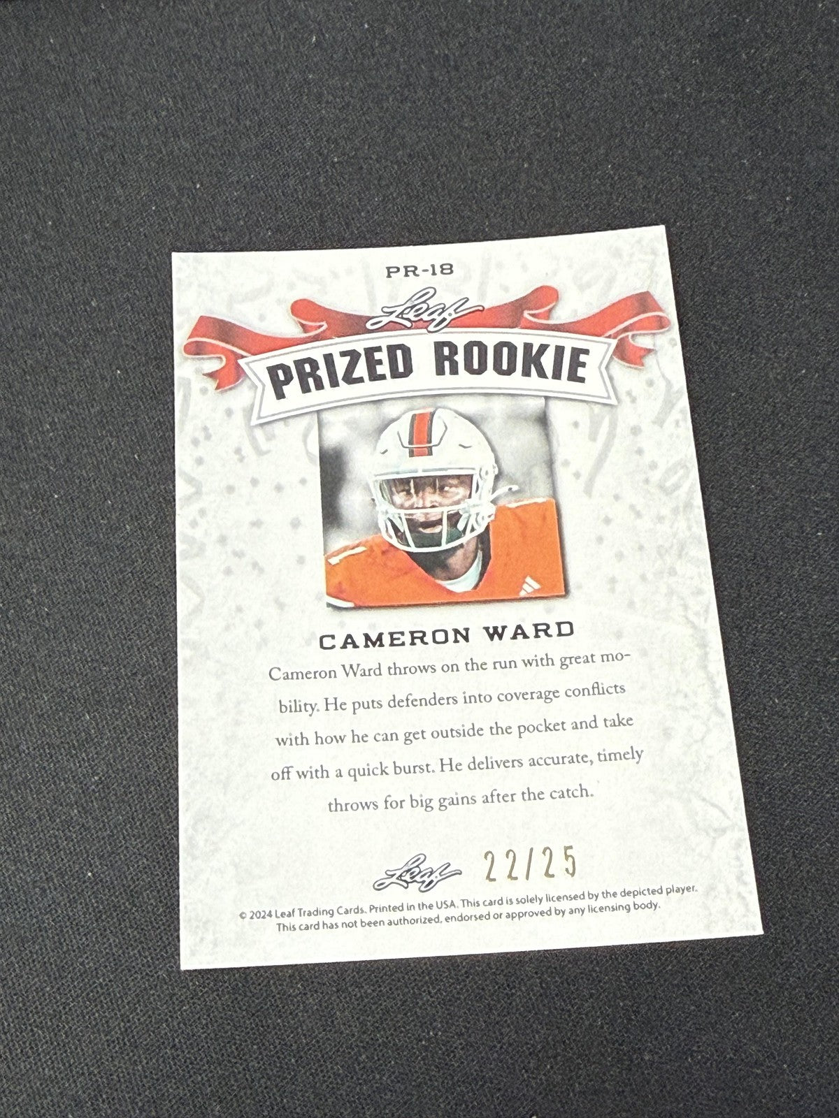 Cam Ward 2024 Leaf Prized Metal Rookie /25 RC Titans