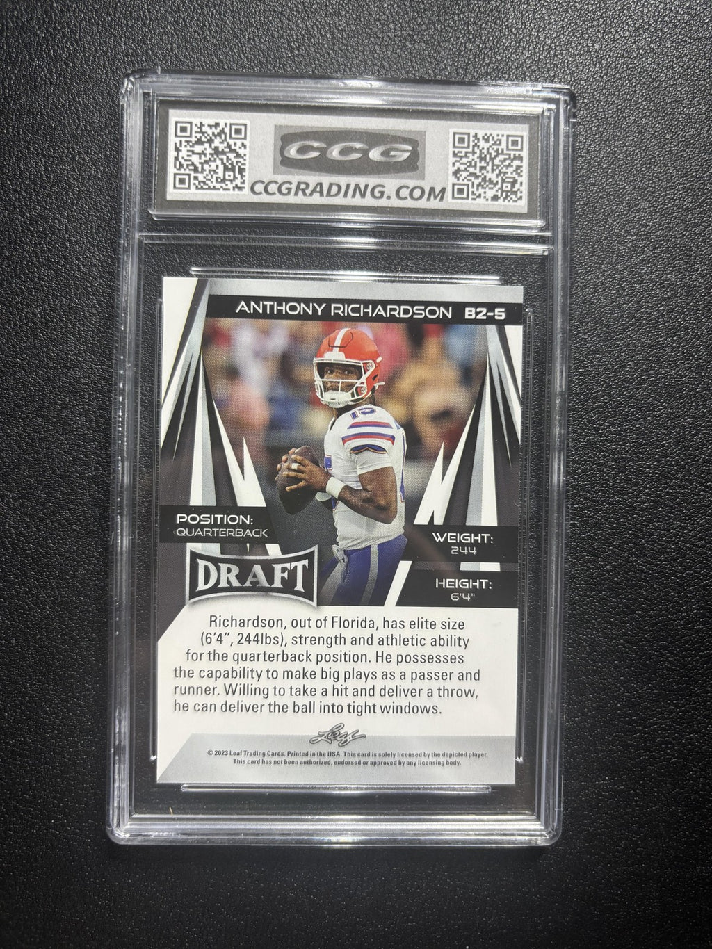 Anthony Richardson 2023 Leaf Draft CCG 10 RC