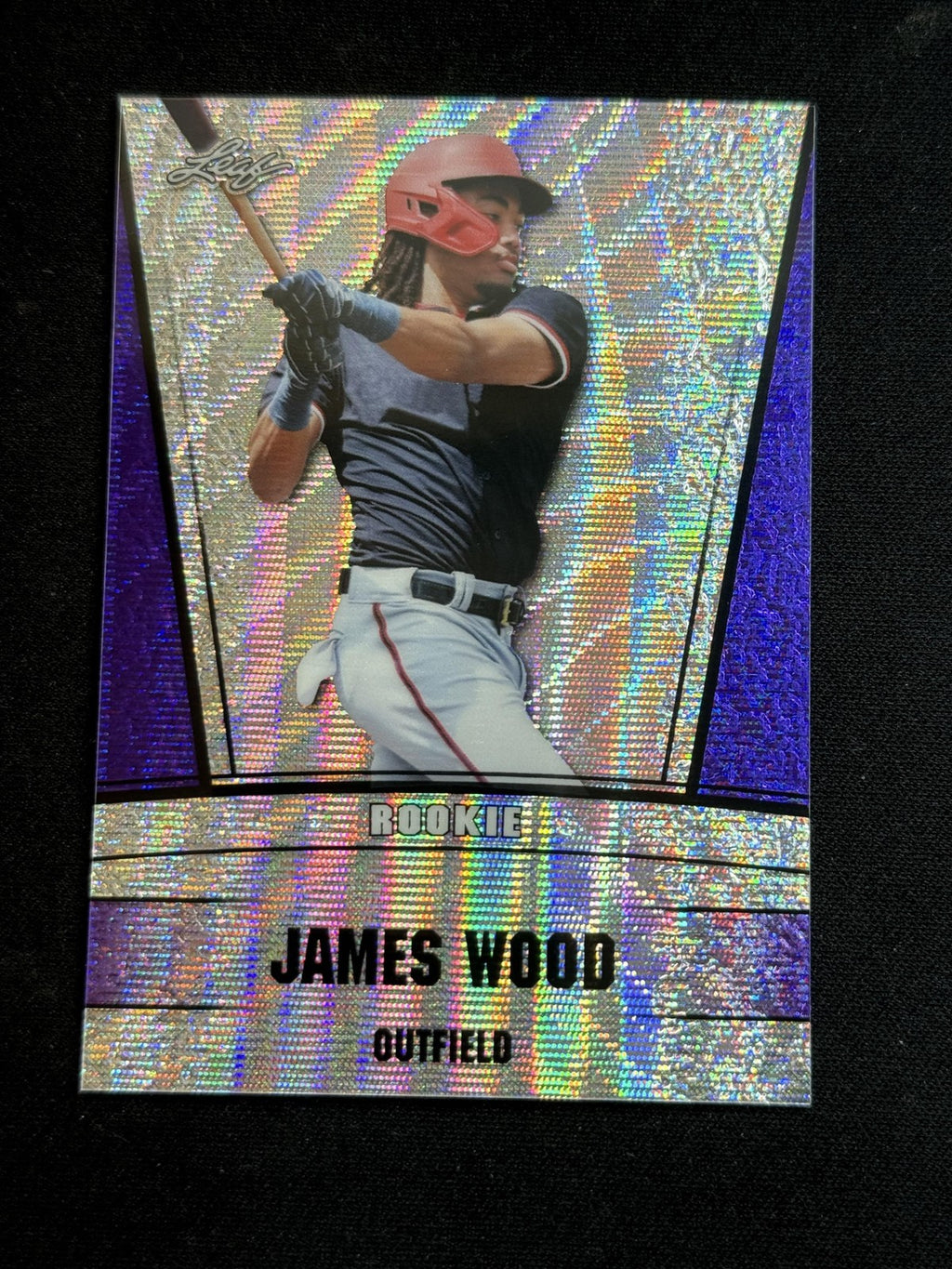 James Wood 2023 Leaf Prized Metal Rookie Purple /15 RC Nationals