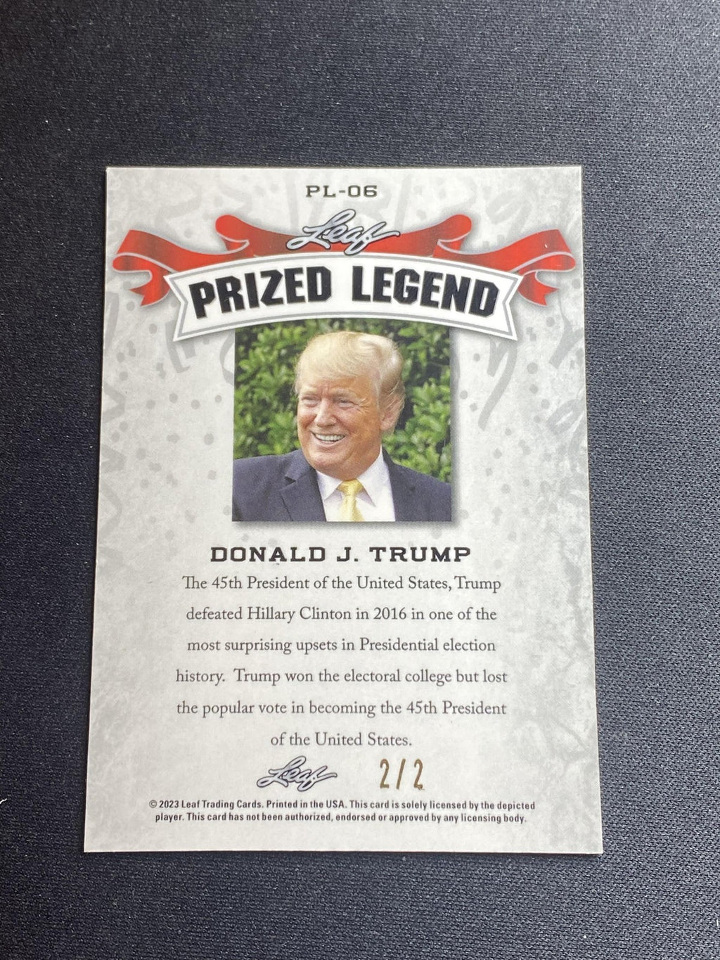 Donald Trump 2023 Leaf Prized Metal Legend PL06 Red /2 RC