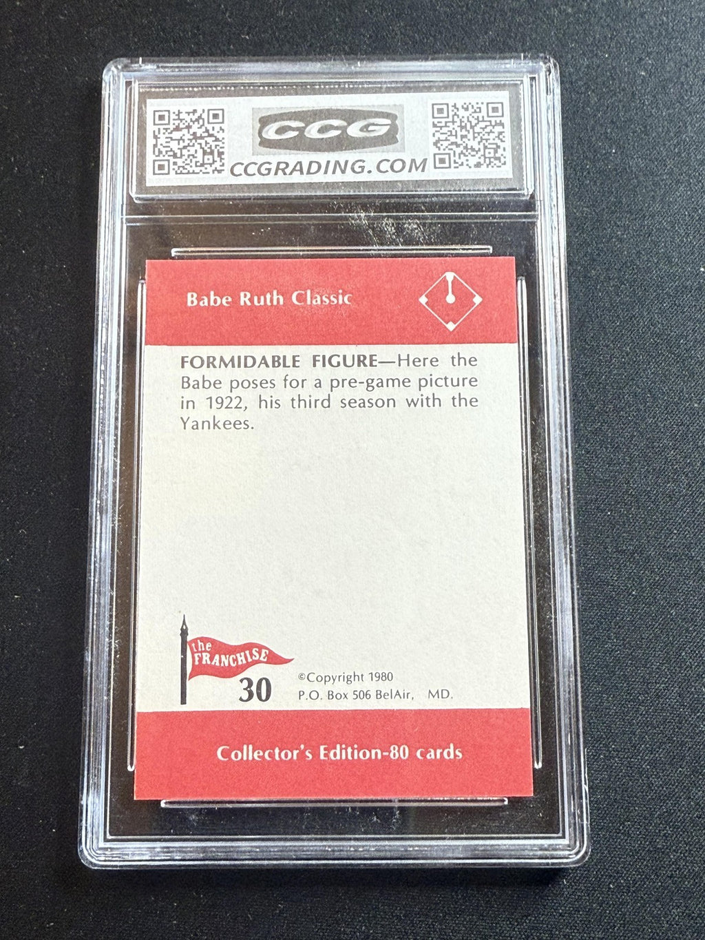 Babe Ruth 1980 Franchise Formidable Figure CCG 10 RC