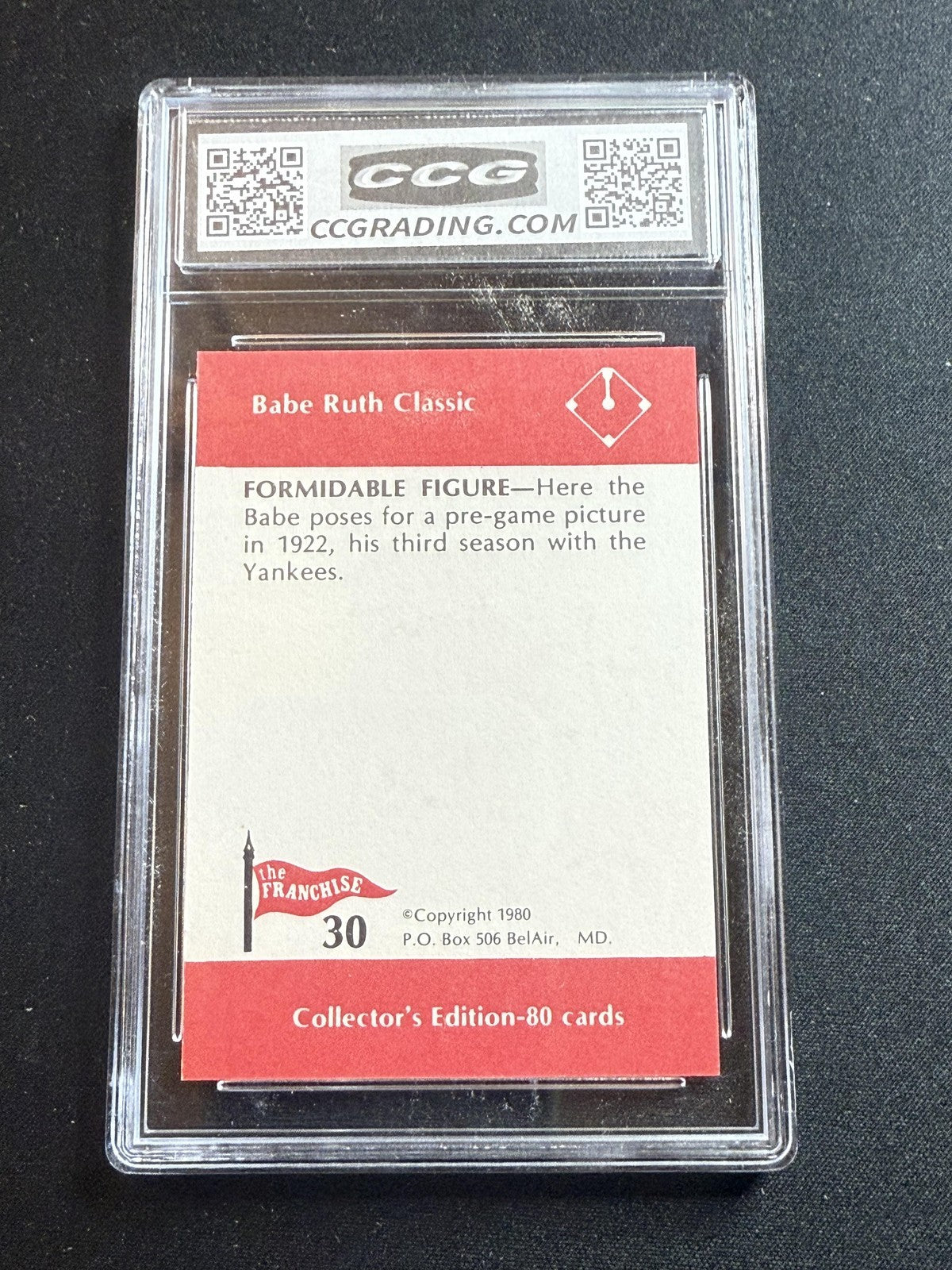 Babe Ruth 1980 Franchise Formidable Figure CCG 10 RC