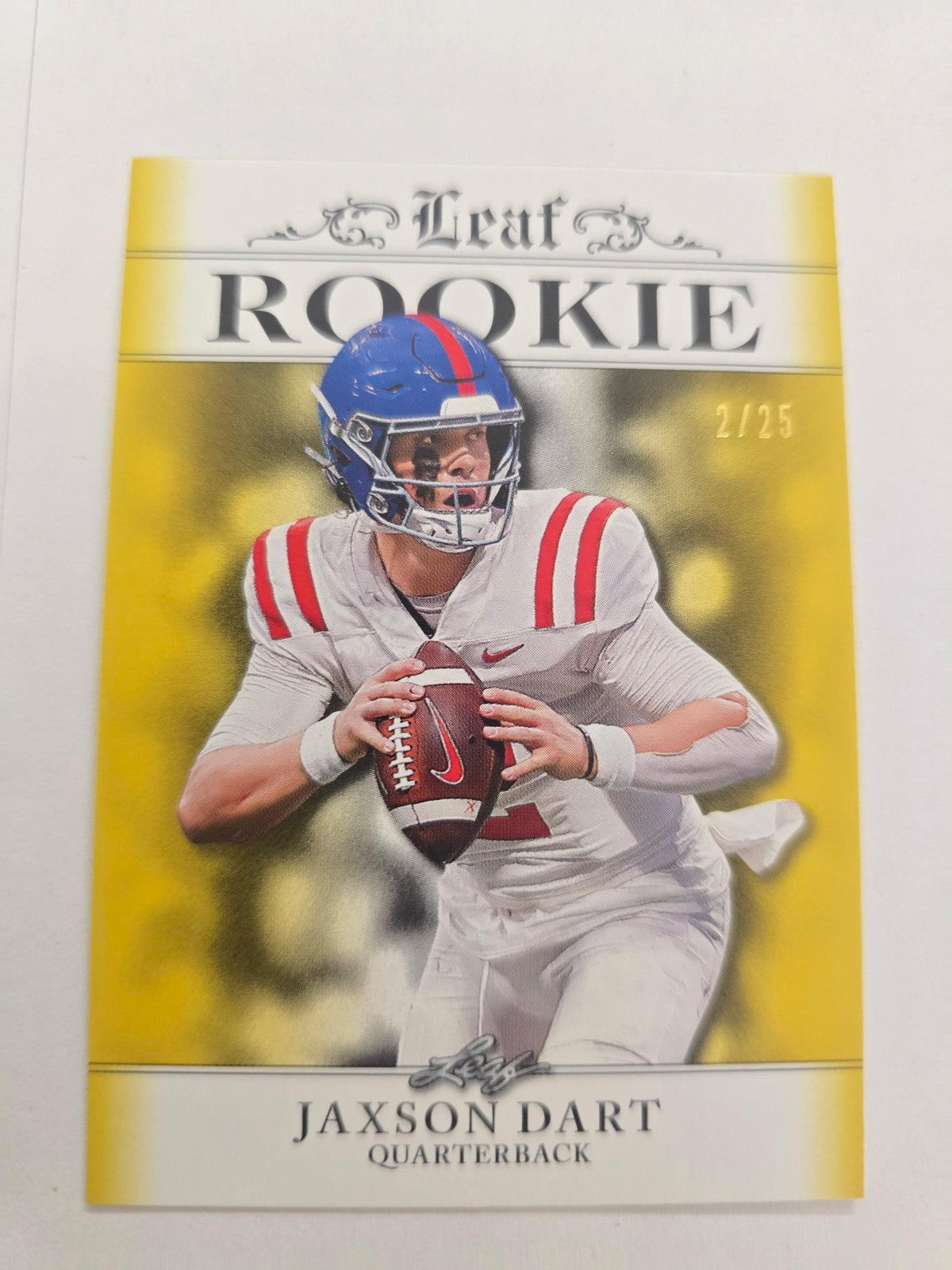 Jaxson Dart 2024 Leaf Rookie Achievement GOLD Jersey # /25 RC New York Giants