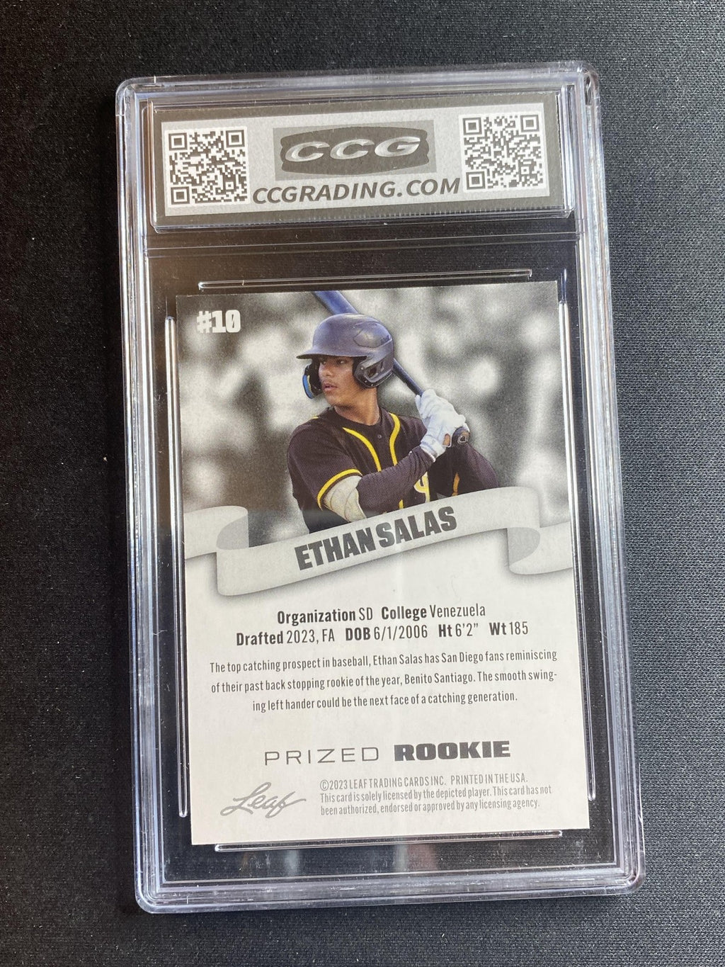 Ethan Salas 2023 Leaf Prized Rookie 10 CCG 10 RC