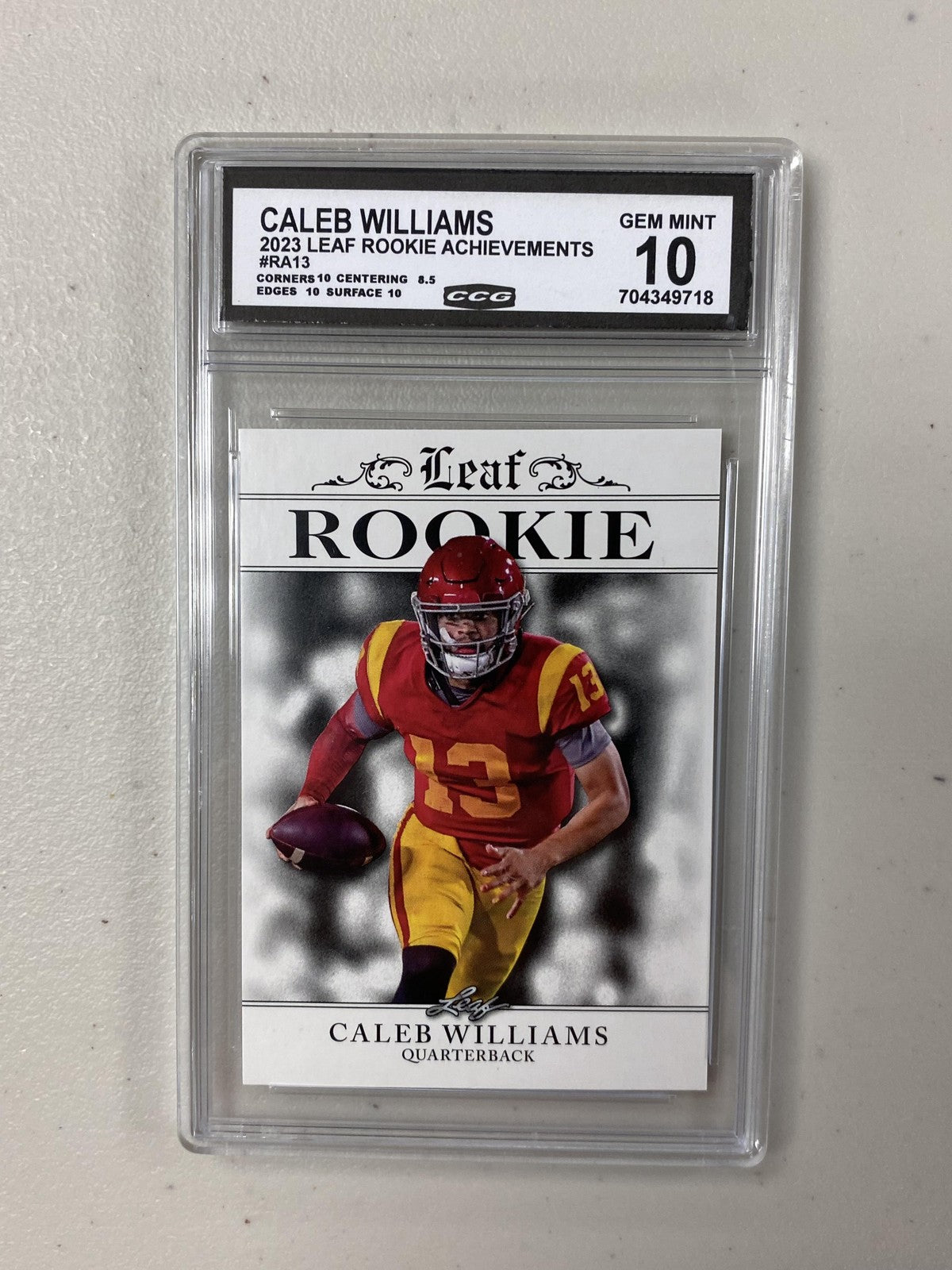 Caleb Williams 2023 Leaf Rookie Achievement RA-13 CCG 10 Rookie