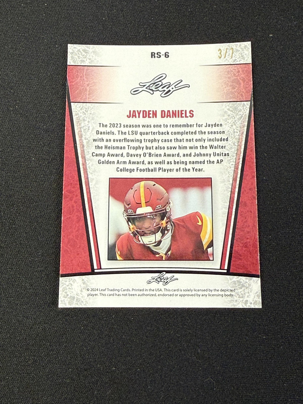 Jayden Daniels 2024 Leaf Metal Rookie Black /7 RC Washington Commanders