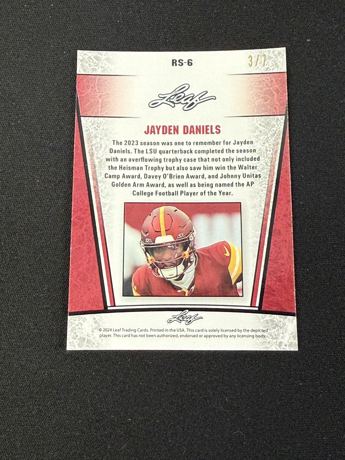 Jayden Daniels 2024 Leaf Metal Rookie Black /7 RC Washington Commanders