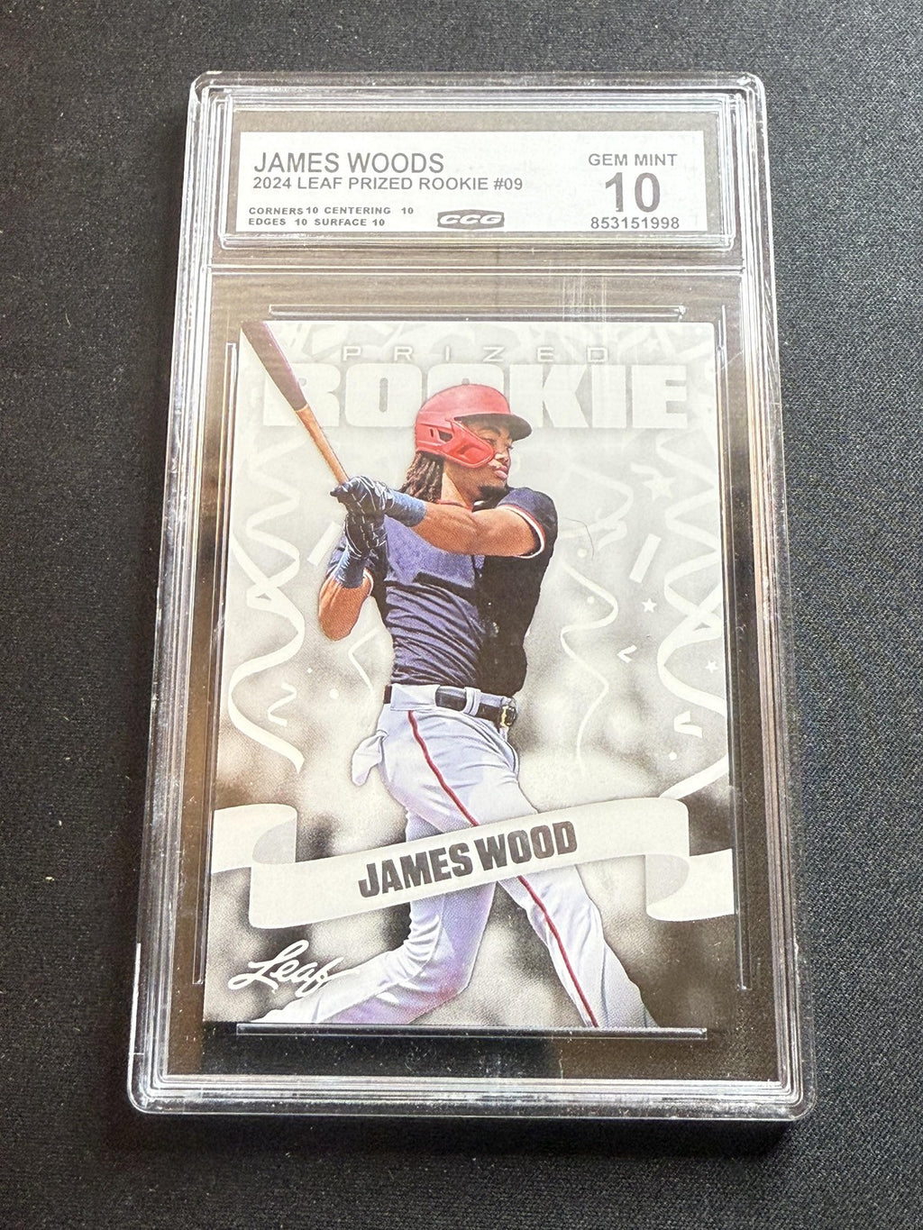 James Wood 2024 Leaf Prized Rookie CCG 10 Nationals Rookie