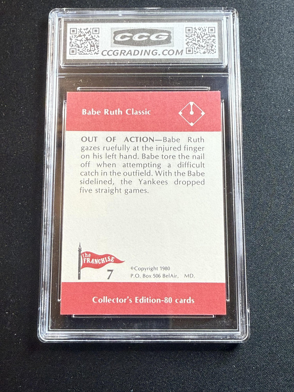 Babe Ruth 1980 Franchise Out of Action CCG 10 RC