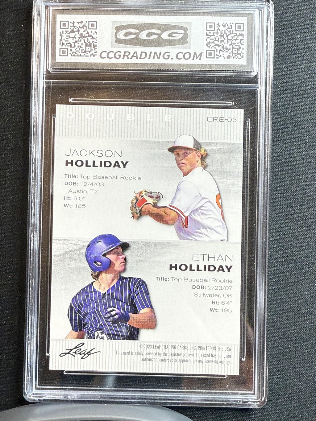 Jackson and Ethan Holliday 2023 Leaf Exclusive Dual CCG 10 RC