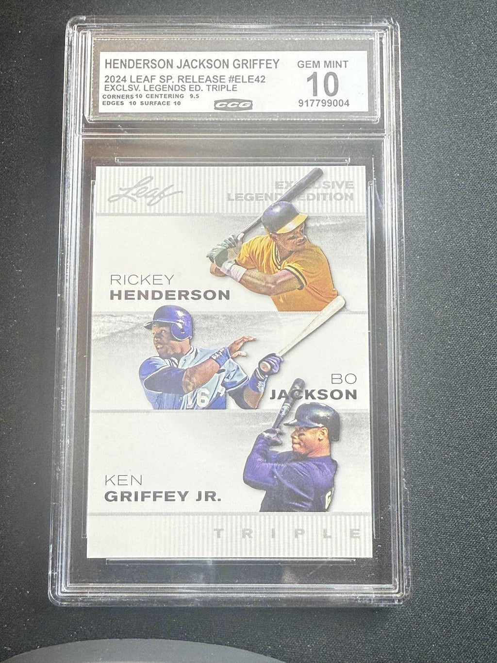 Henderson / Jackson / Griffey Jr. 2024 Leaf Legends Trio CCG 10