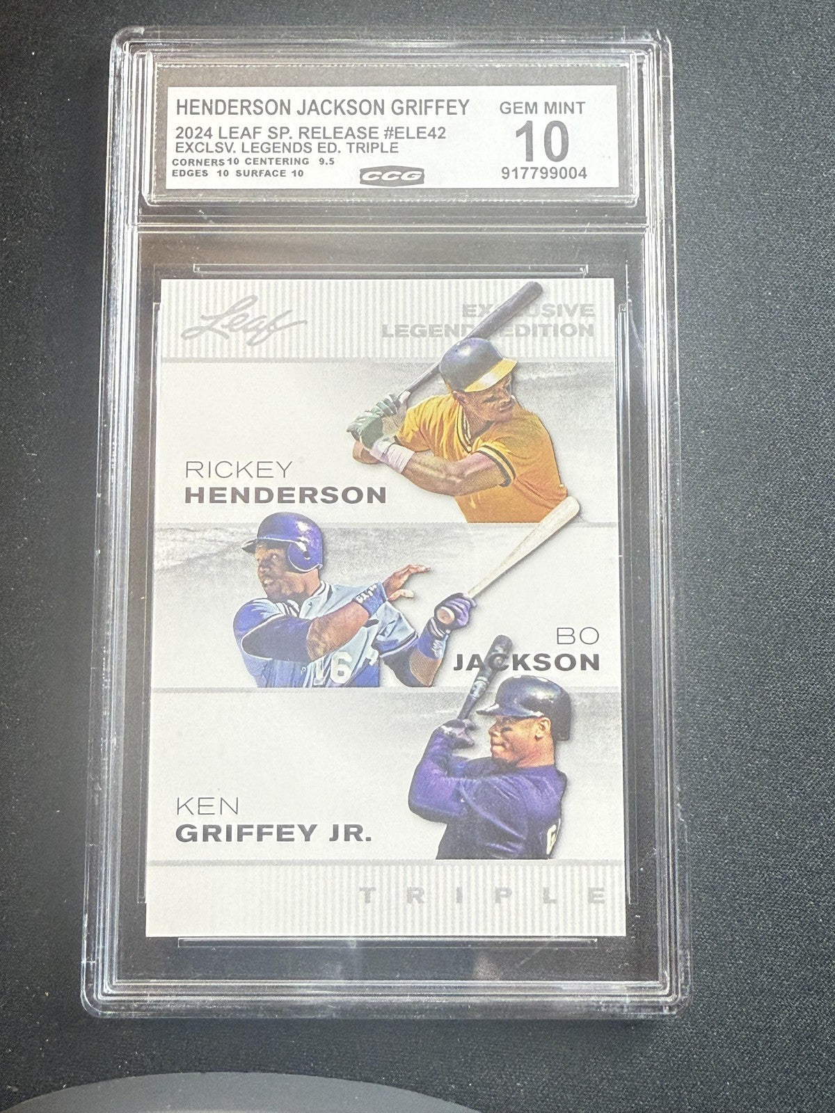 Henderson / Jackson / Griffey Jr. 2024 Leaf Legends Trio CCG 10