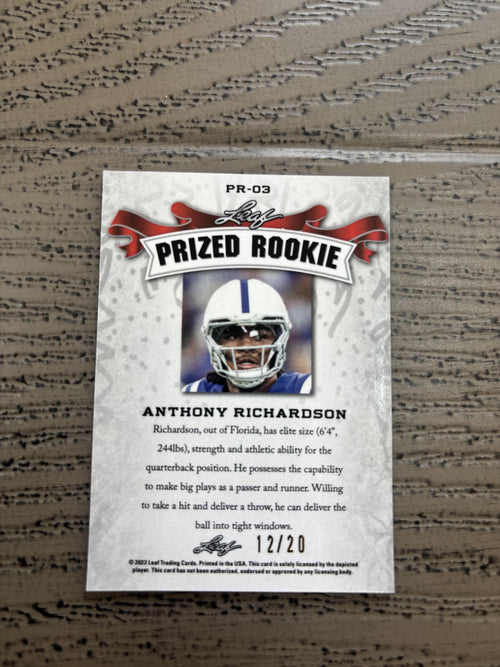 Anthony Richardson 2023 Leaf Prized Metal Rookie Blue /20 RC Colts