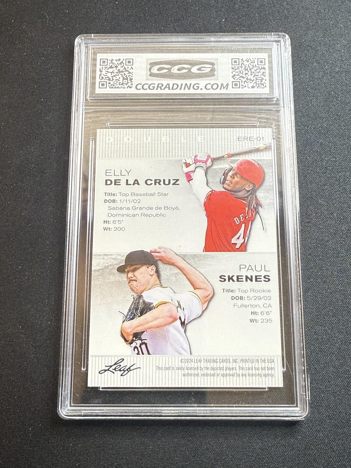 Elly De La Cruz / Paul Skenes 2024 Leaf Dual Rookie CCG 10 Rookie