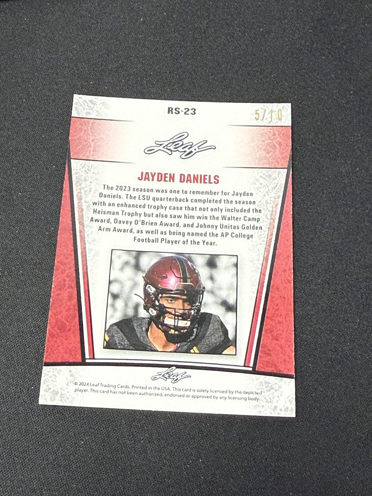 Jayden Daniels 2024 Leaf Metal Rookie Pink /10 RC Commanders