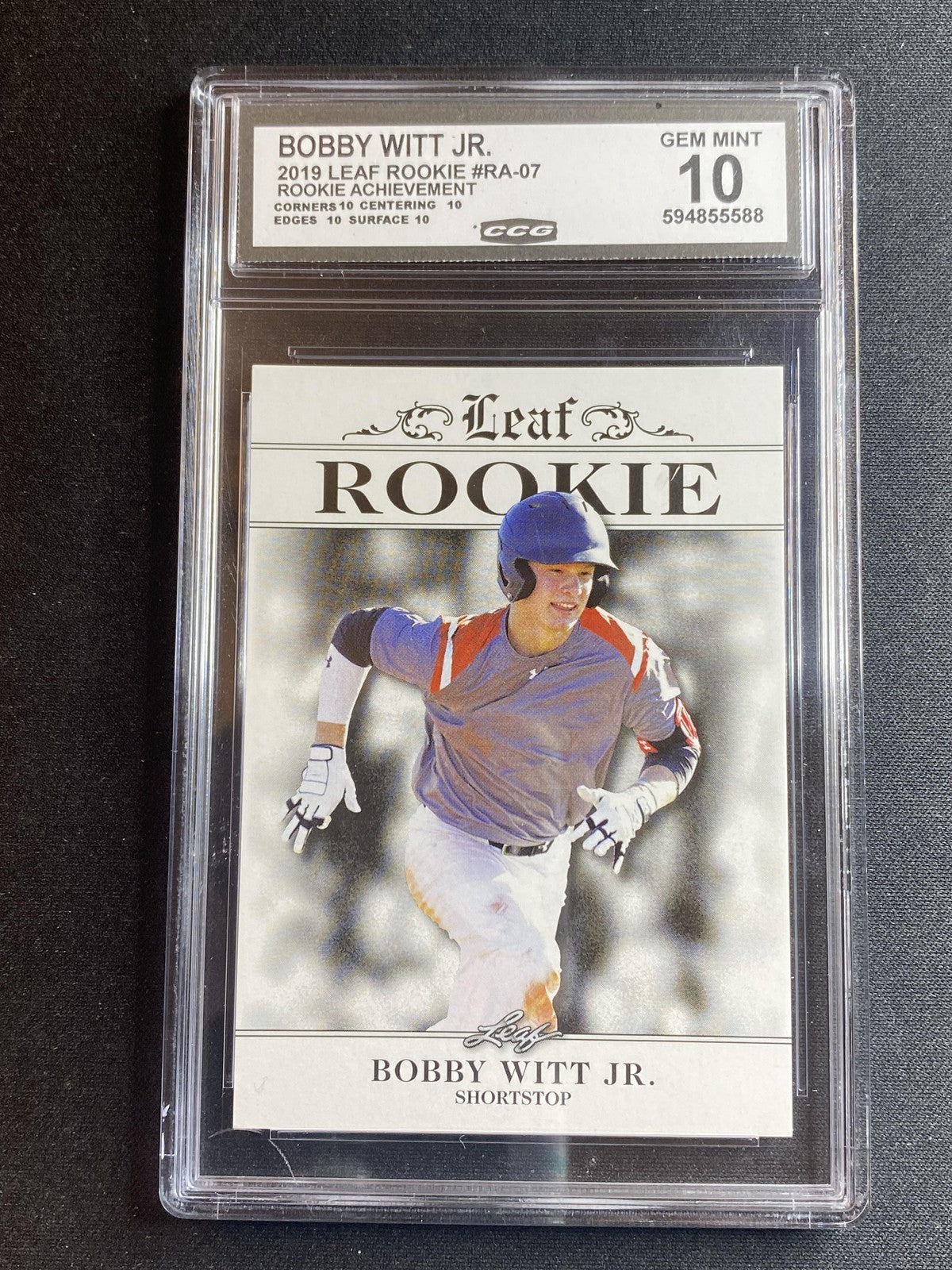Bobby Witt Jr. 2019 Leaf Rookie Achievement RA07 CCG 10 RC