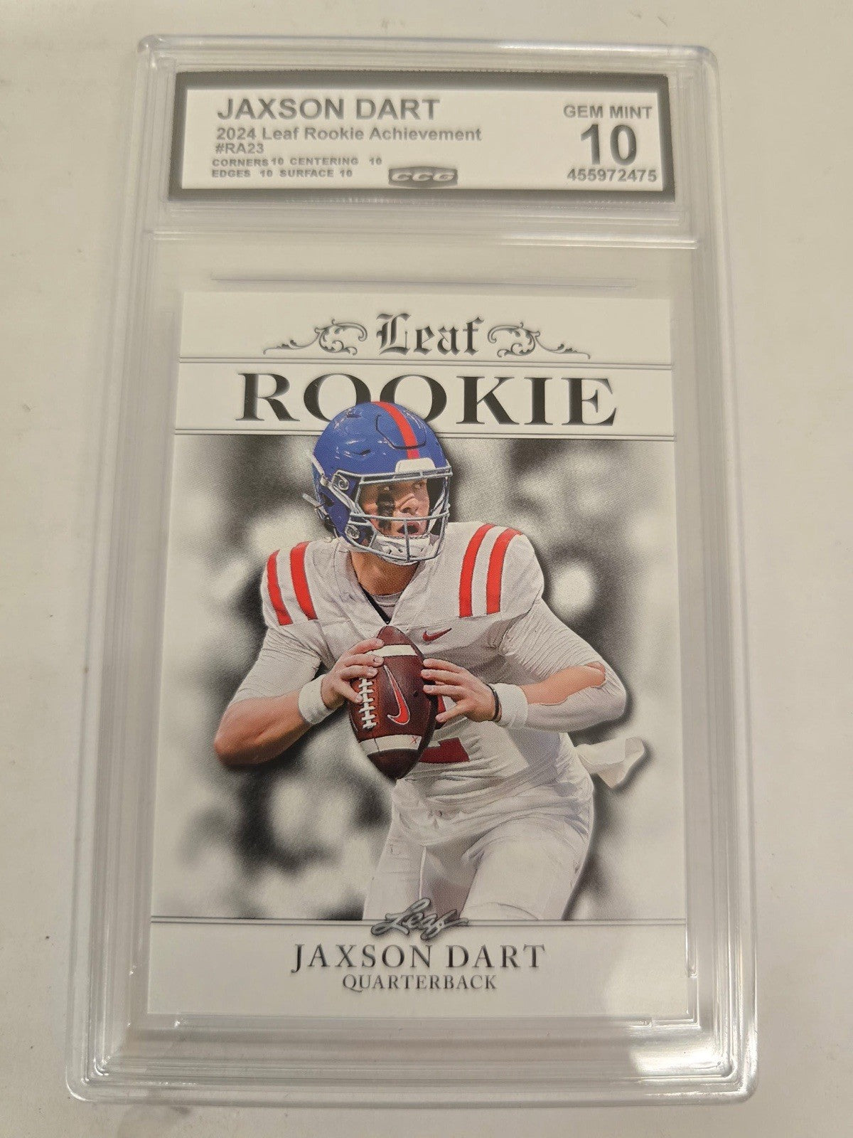 Jaxson Dart 2024 Leaf ROOKIE Gem Mint CCG 10 New York NY GIANTS RC