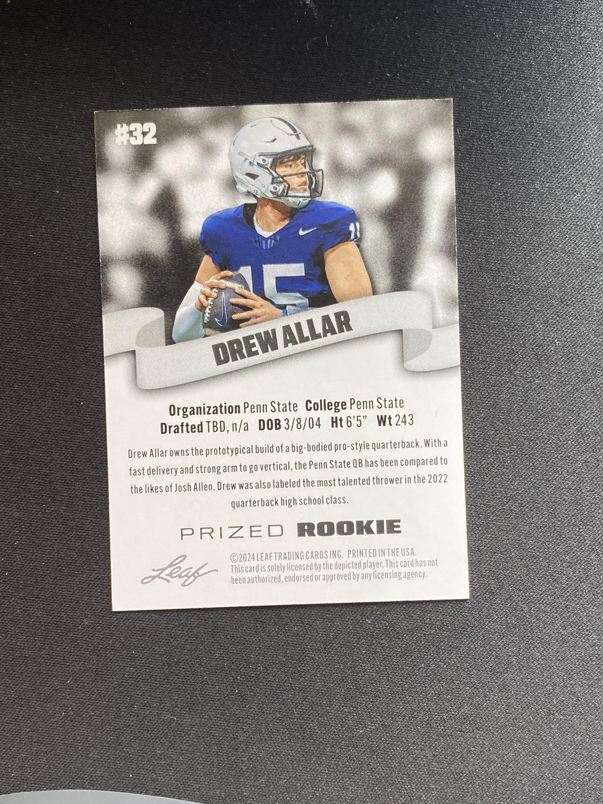 Drew Allar 2024 Leaf Prized Rookie 32 RC 10 Count Lot