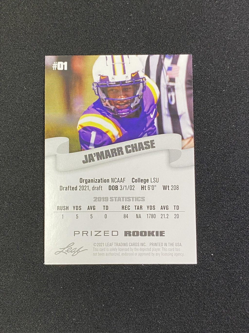 Ja'Marr Chase 2021 Leaf Prized Rookie Gold /25 CCG Bengals Rookie