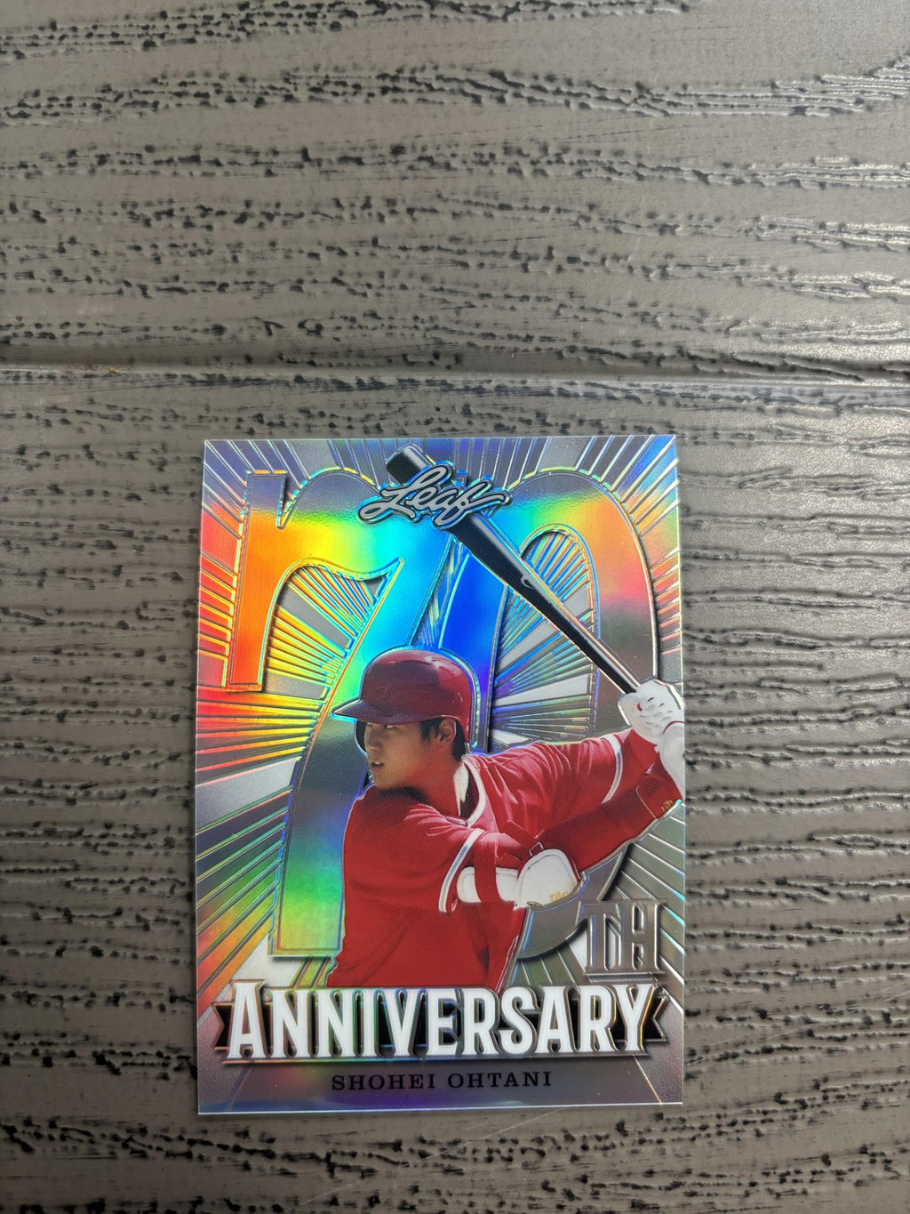 Shohei Ohtani 2018 Leaf 70th Anniversary Metal Hitting RC Dodgers