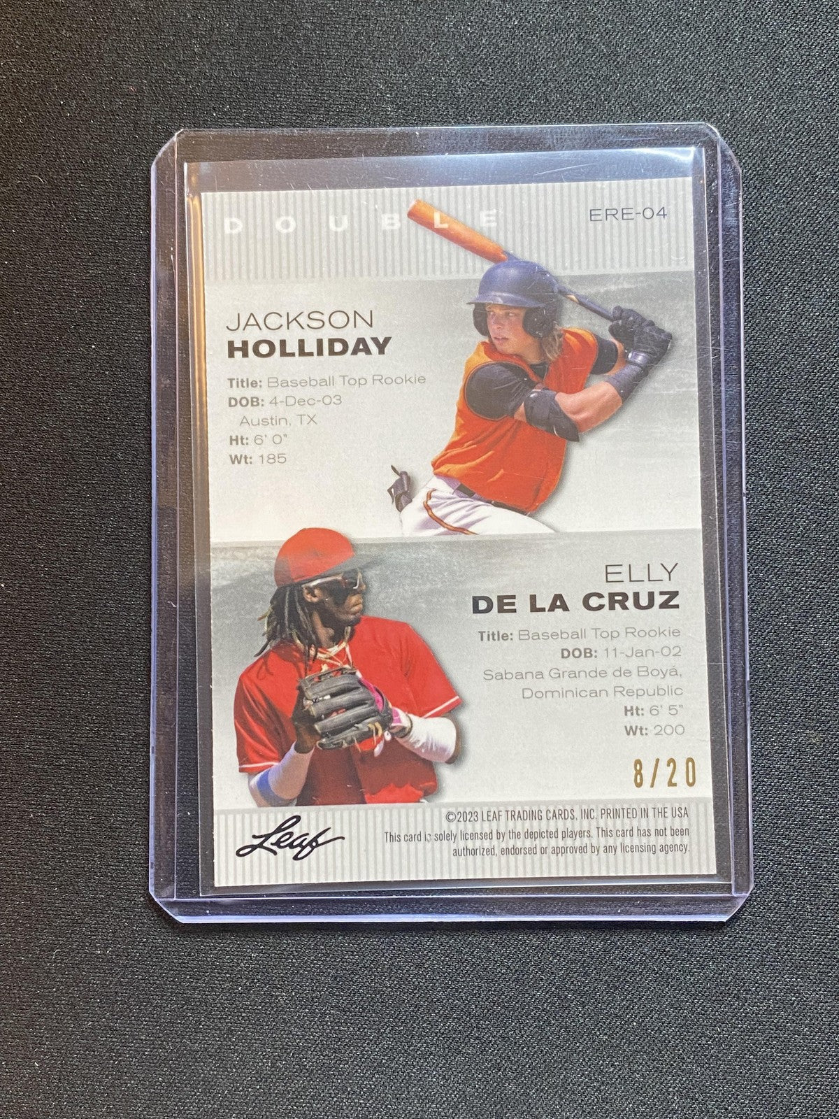 Holliday / De La Cruz 2024 Leaf Exclusive Metal Dual ERE04 Blue /20 RC