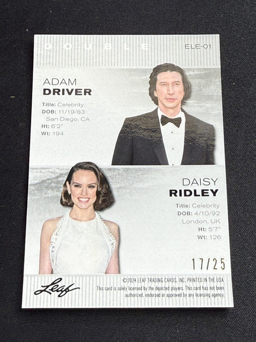 Adam Driver / Daisy Ridley 2024 Leaf Metal Dual /25 RC Star Wars