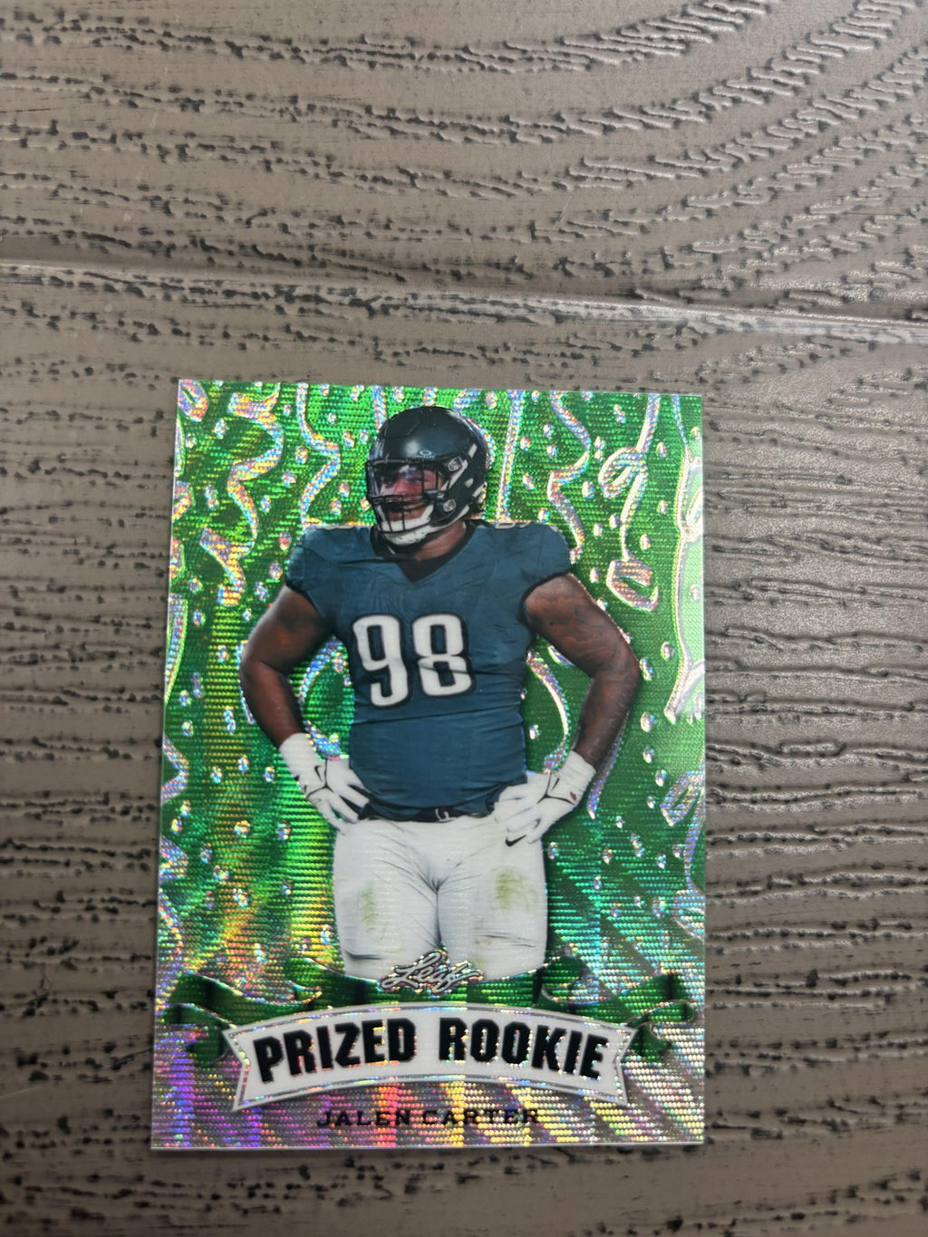 Jalen Carter 2023 Leaf Prized Metal Rookie Green /5 RC Eagles