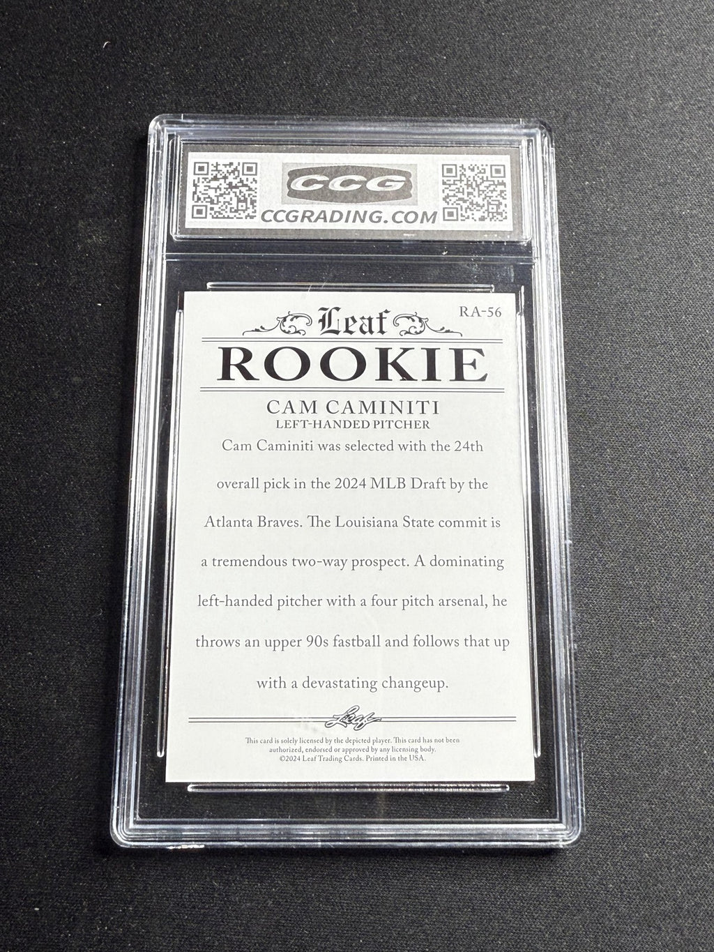 Cam Caminiti 2024 Leaf Rookie Achievements CCG 10