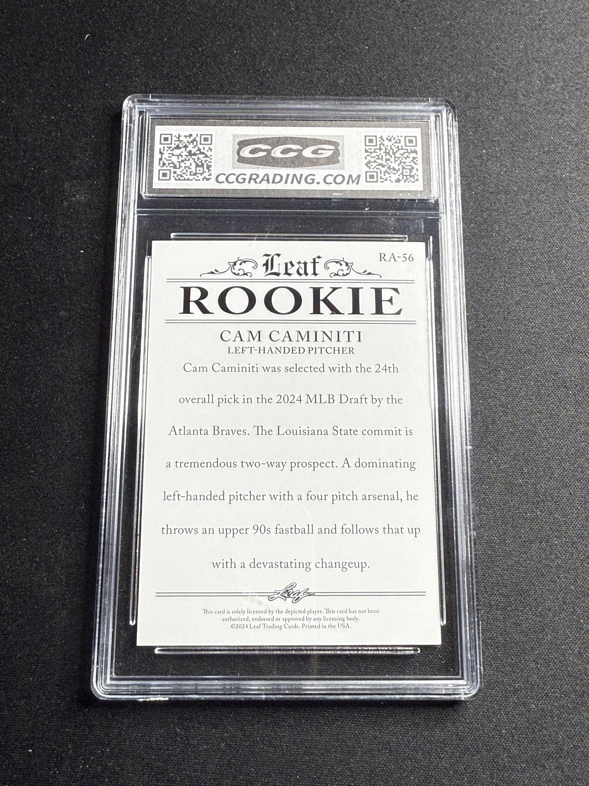 Cam Caminiti 2024 Leaf Rookie Achievements CCG 10
