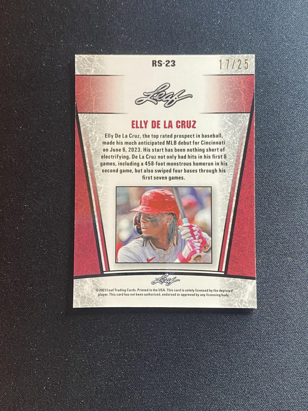 Elly De La Cruz 2023 Leaf Metal Rookie Laser Silver /25 RC