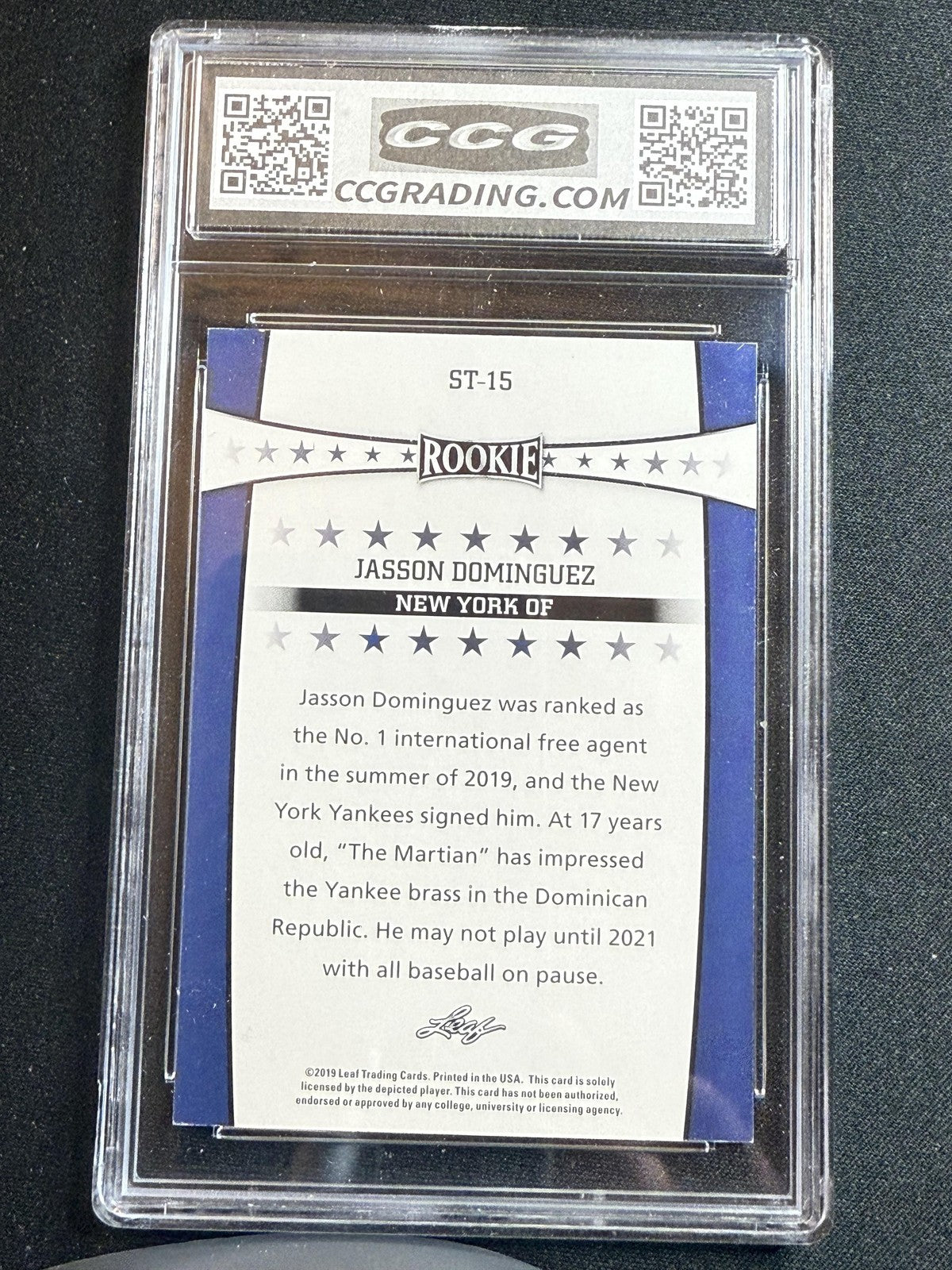 Jasson Domiguez 2019 Leaf Rookie Stars CCG 10 RC