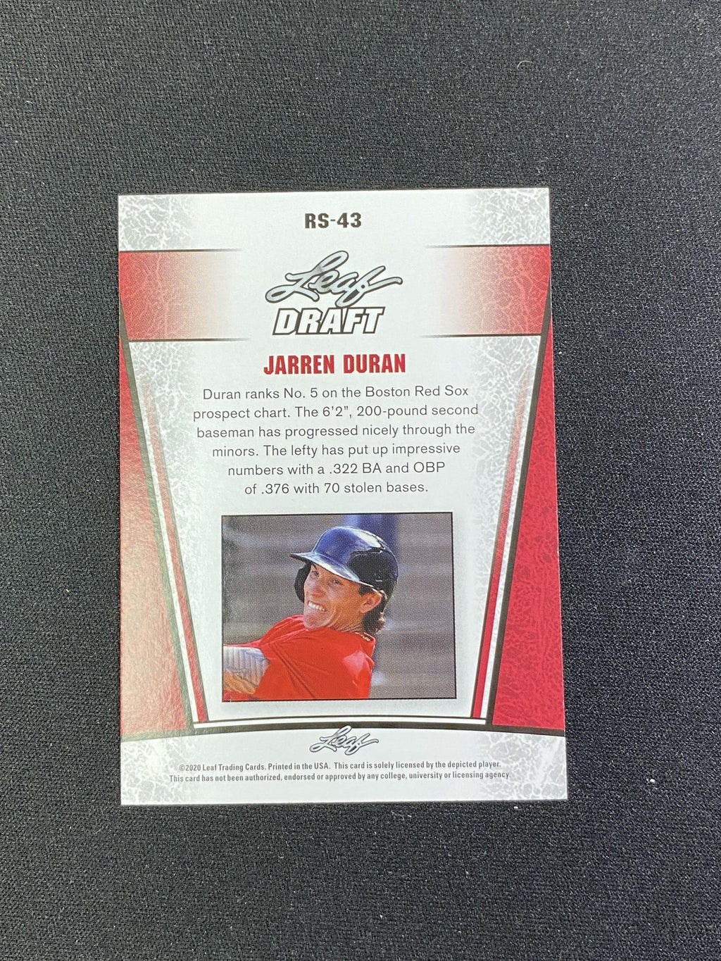 Jarren Duran 2020 Leaf Rookie Purple /10 RC Red Sox