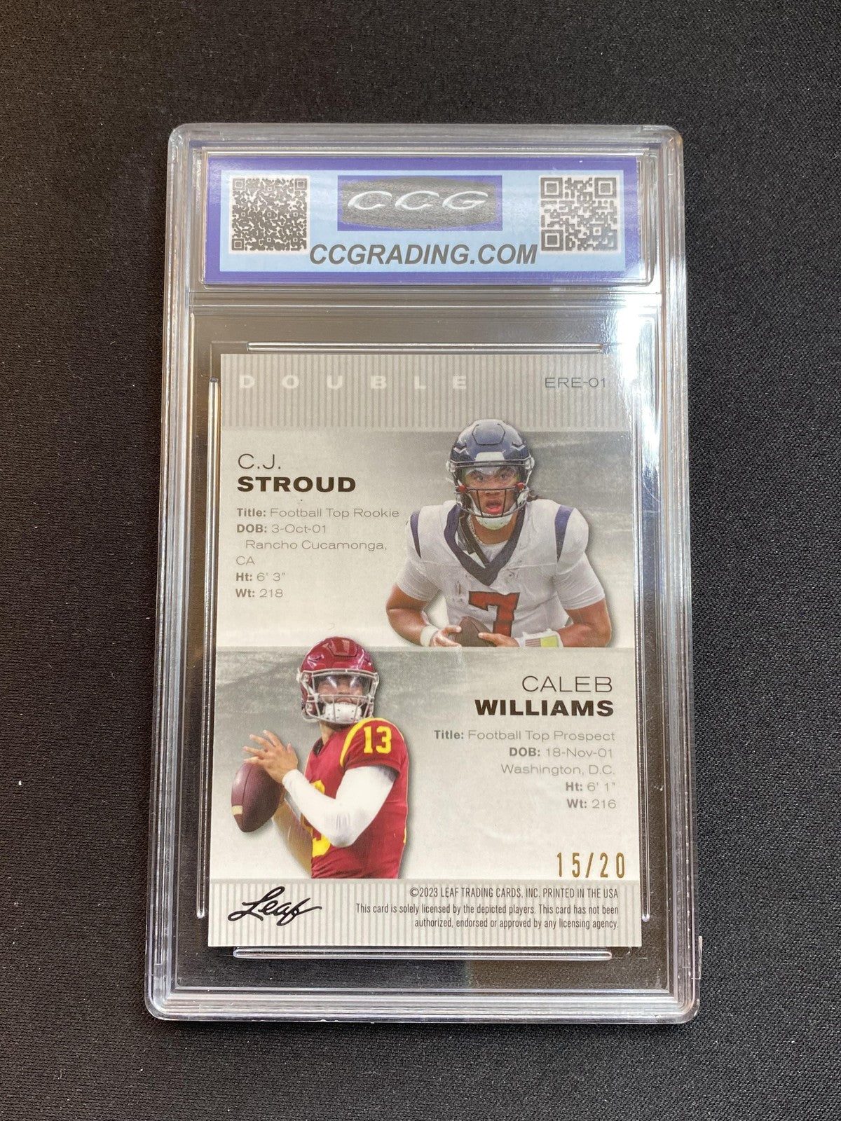 CJ Stroud/Caleb Williams 2023 Leaf Metal Rookie Kailedoscope Blue #/20 CCG 10