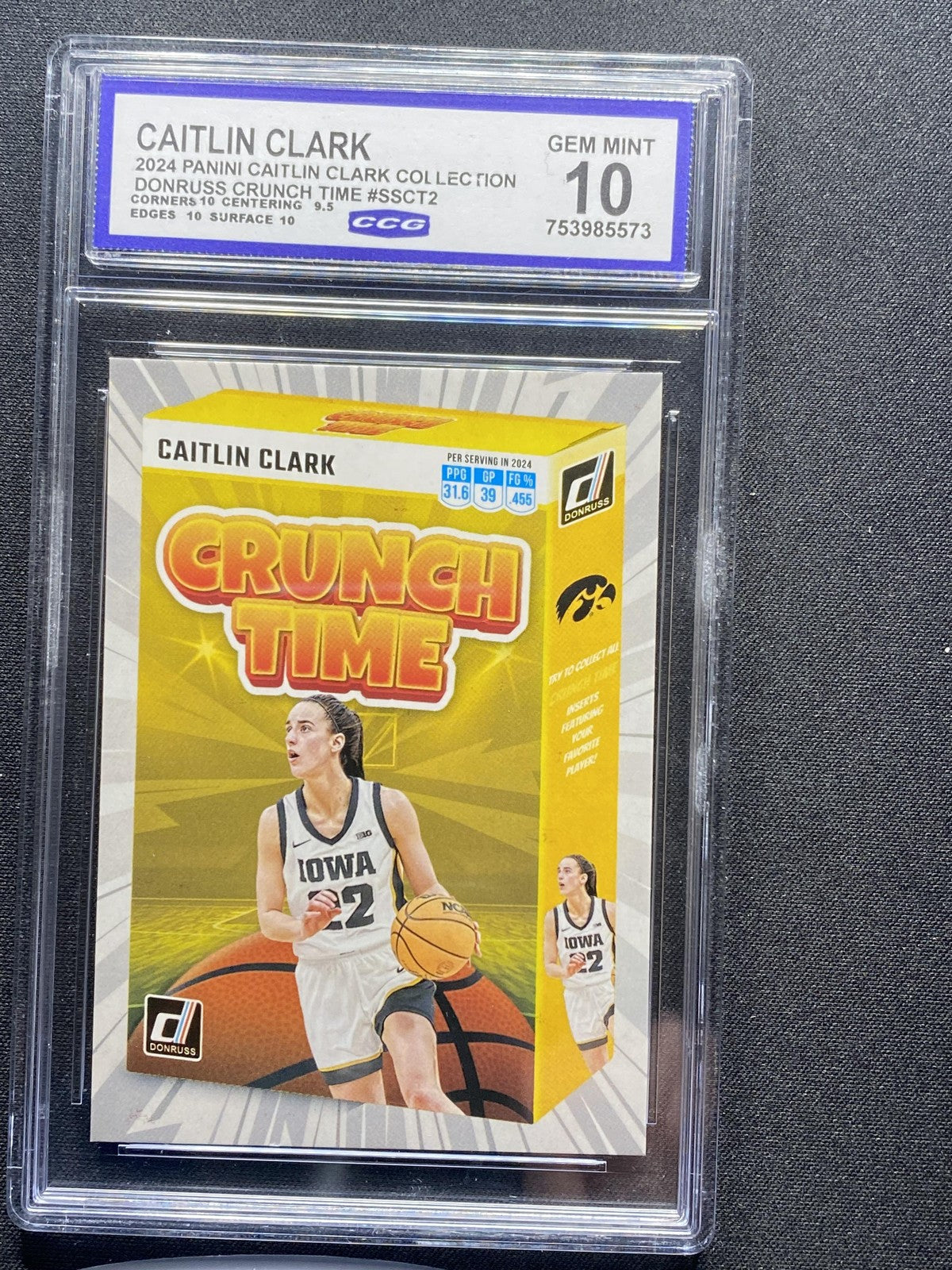 Caitlin Clark 2024 Panini Caitlin Clark Collection SSCT2 Crunch Time CCG 10 RC