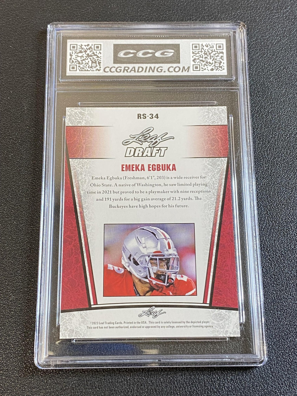 Emeka Egbuka 2023 Leaf Draft Rookie Silver CCG 10 Buccaneers