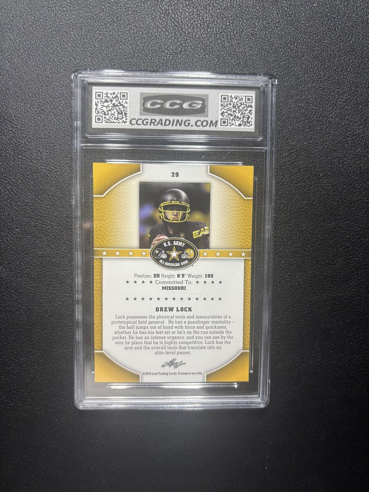 Drew Lock 2015 Leaf US Army All American Bowl CCG 10 RC
