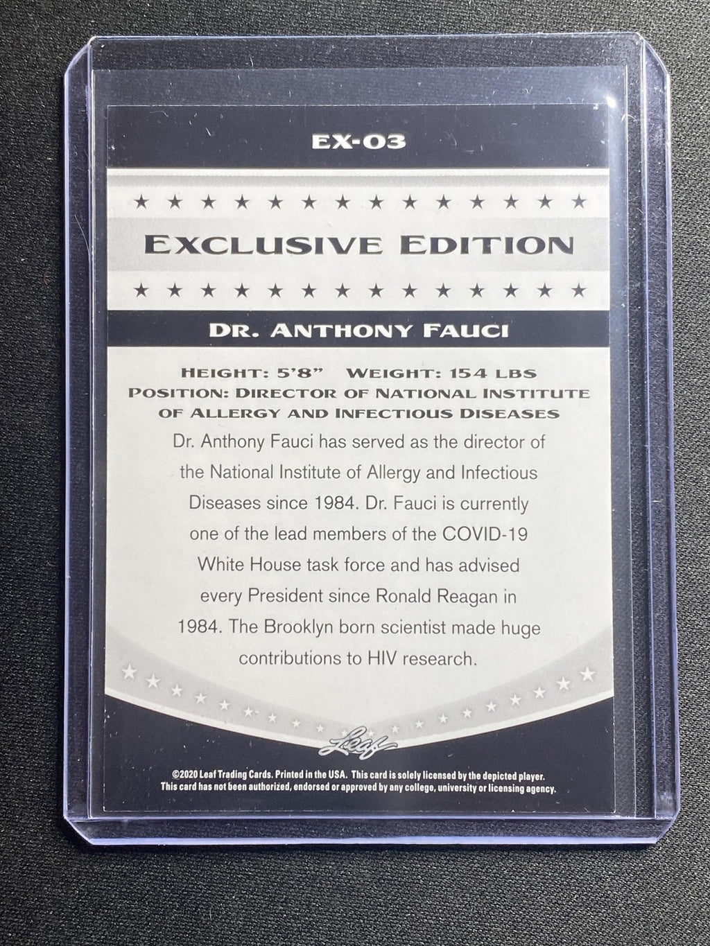 Dr. Anthony Fauci 2020 Leaf Exclusive EX03 /25 RC