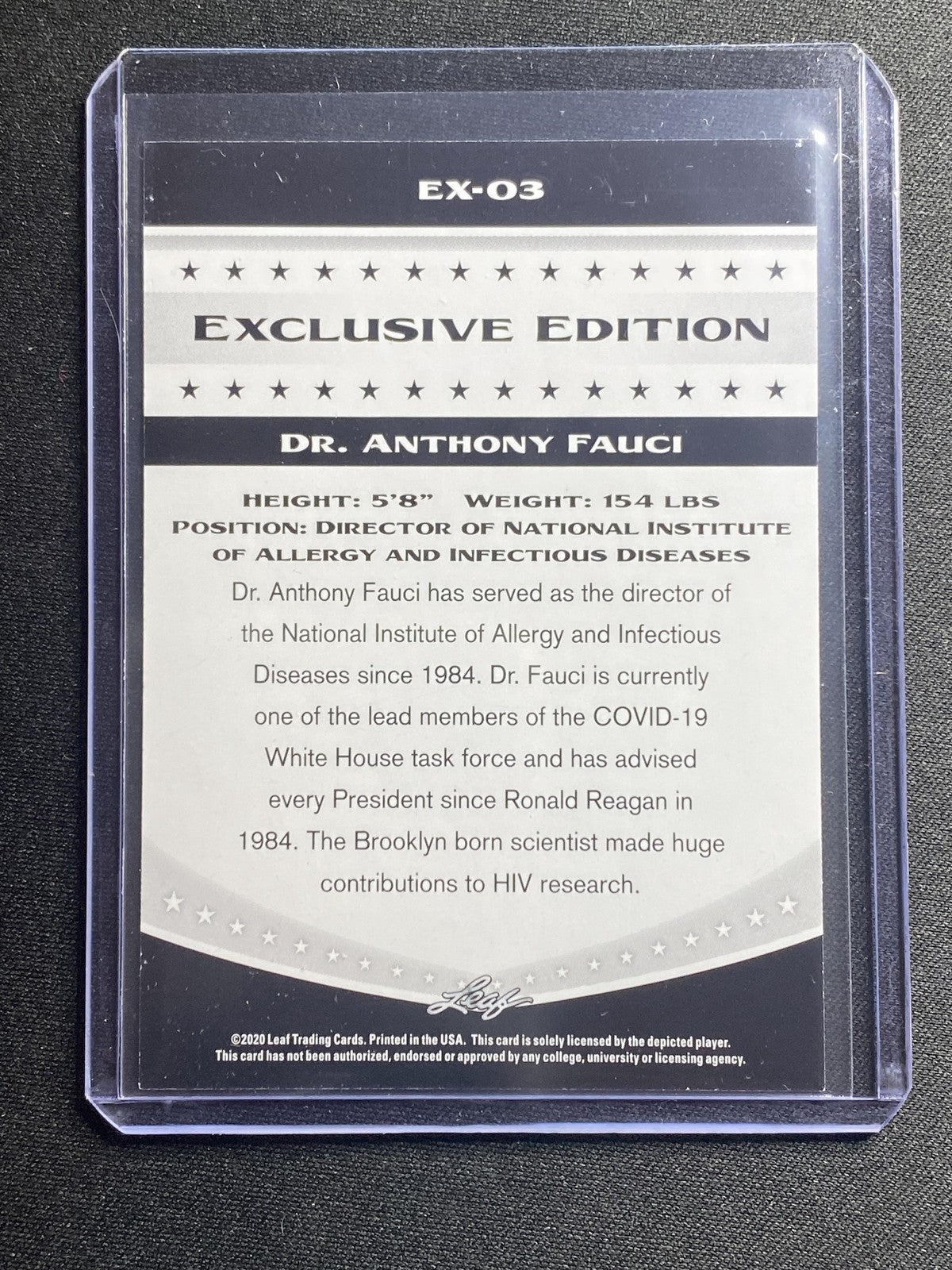 Dr. Anthony Fauci 2020 Leaf Exclusive EX03 /25 RC