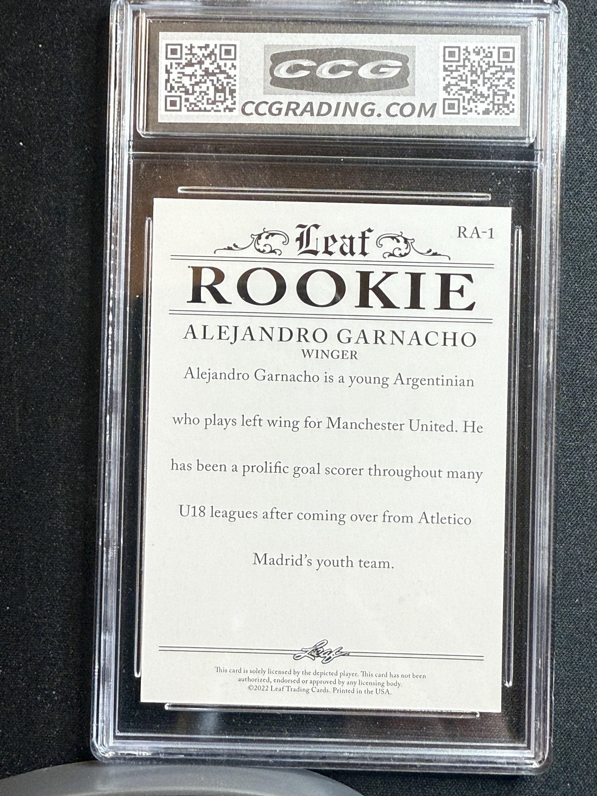 Alejandro Garnacho 2022 Leaf Rookie Achievements CCG 10 RC