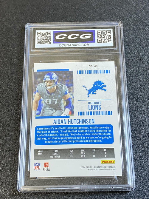 Aidan Hutchinson 2024 Panini Contenders Season Ticket CCG 9.5 Lions