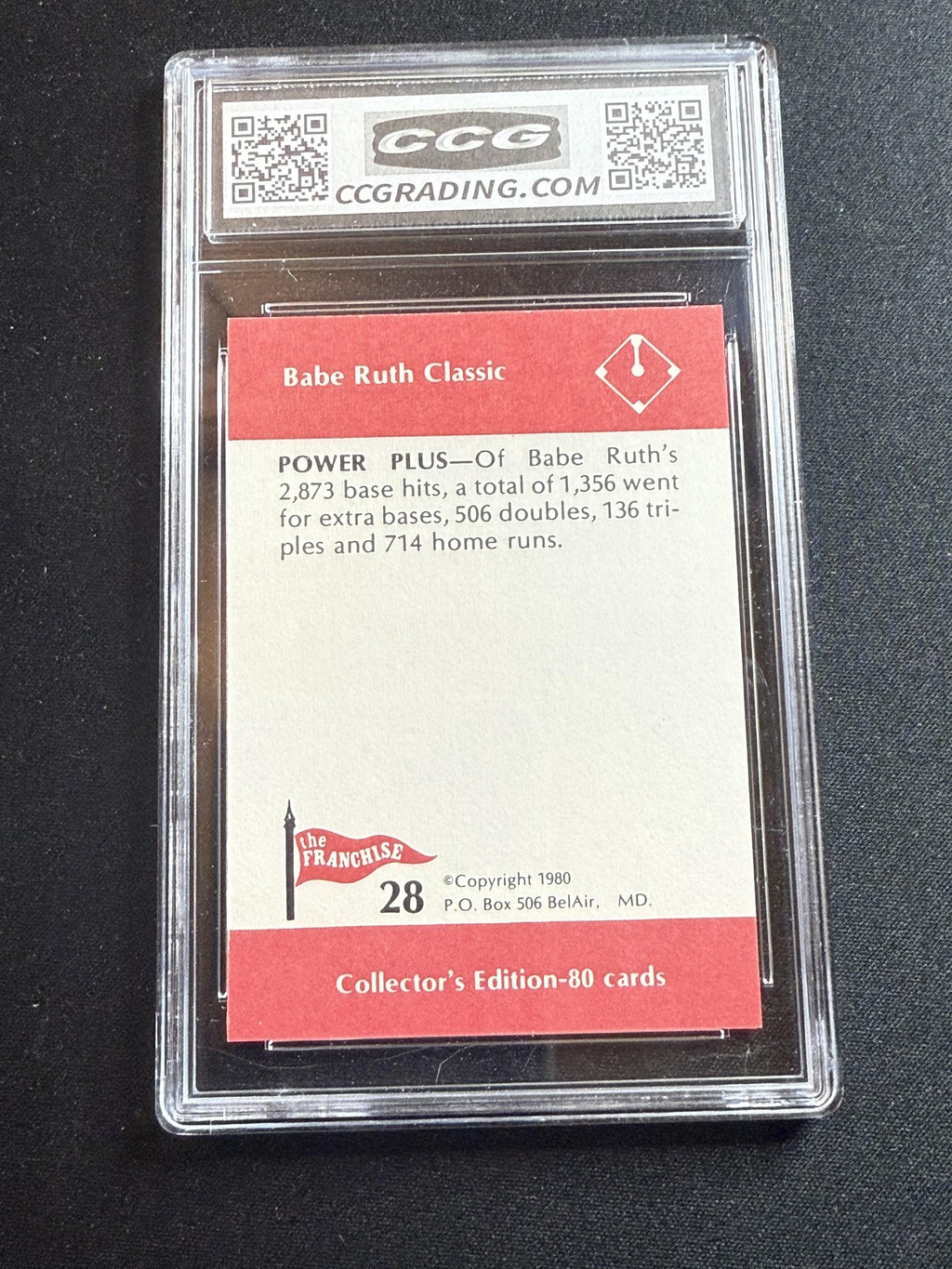 Babe Ruth 1980 Franchise Power Plus CCG 10 RC