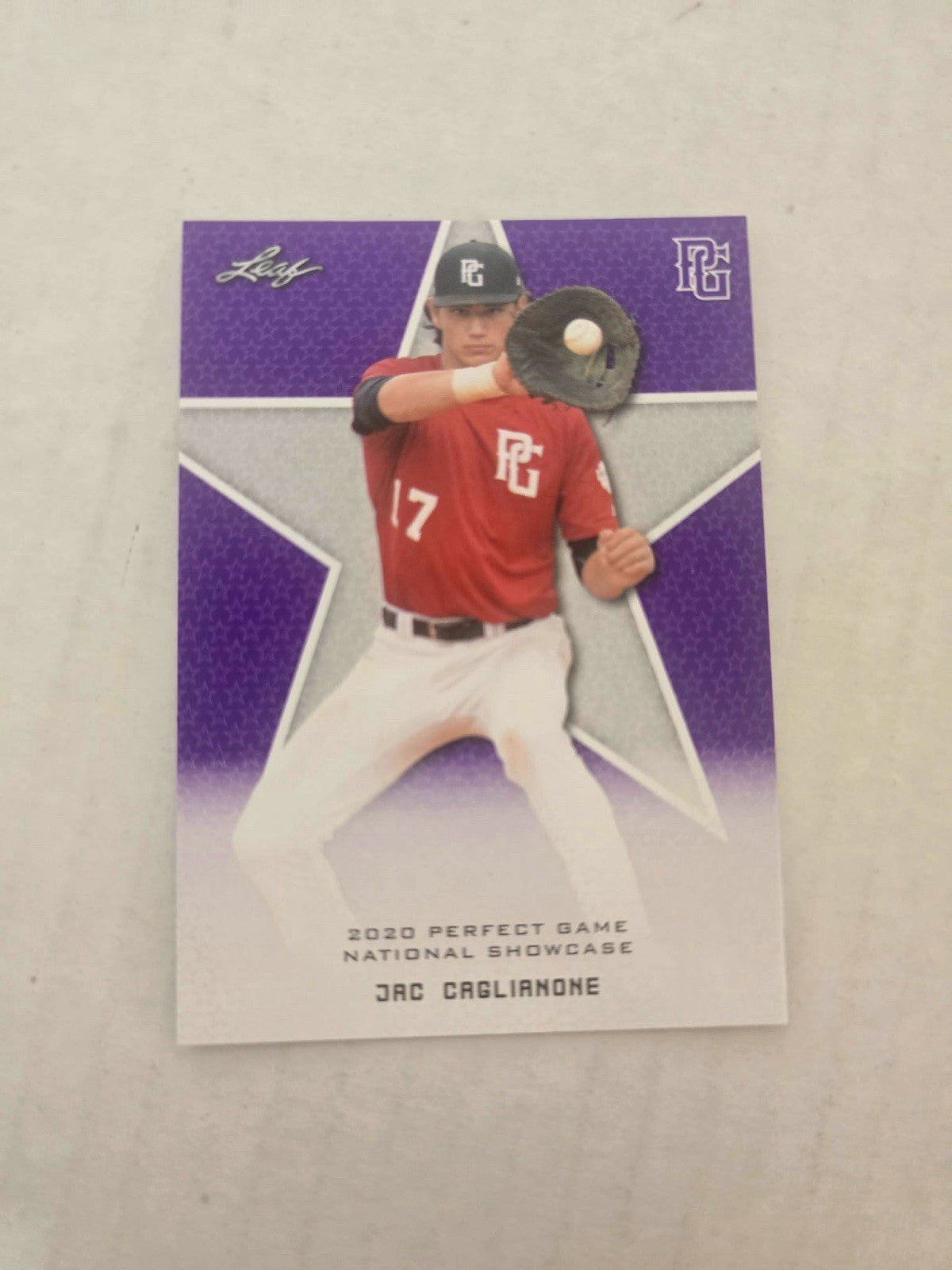 2020 Perfect Game National Showcase Jac Caglainone Purple Limited Short Print RC